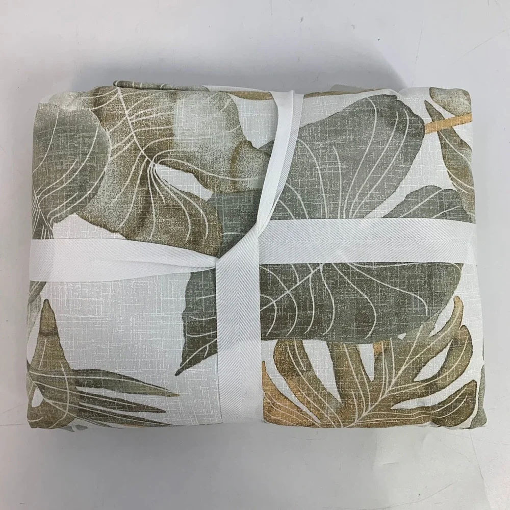 Tommy Bahama Home Full/Queen Duvet Cover Set Green &‎ Beige Leaf Pattern
